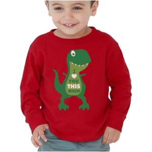 imageDinosaur Boys Valentines Shirt Long Sleeve Funny Trex Heart Crusher Valentine Day Toddler Boy Kids TShirtLove  Red