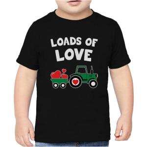 imageFarm Tractor Toddler Boys Valentines Shirt Loads of Love Valentines Day Kids TShirt for ToddlersBlack