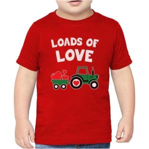 imageFarm Tractor Toddler Boys Valentines Shirt Loads of Love Valentines Day Kids TShirt for ToddlersRed