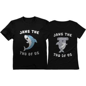 imageJaws The Two of Us Valentines Day Outfit for Him ampamp Her Matching Couples ShirtsMen Black  Women Black