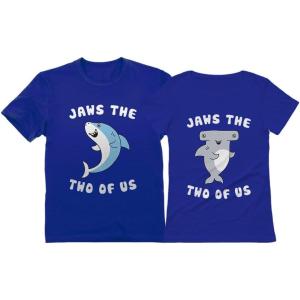 imageJaws The Two of Us Valentines Day Outfit for Him ampamp Her Matching Couples ShirtsMen Blue  Women Blue