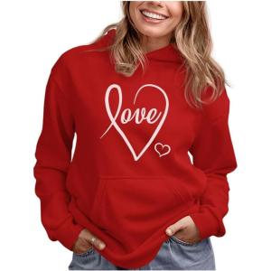 imageLove Cursive Heart Hoodies for Women Teen Girls Valentines Day HoodieRed