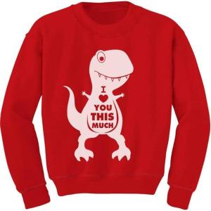 imageTractor Valentines Sweatshirt Girls Boys Toddlers Kids Dinosaur Sweater Style4T Red