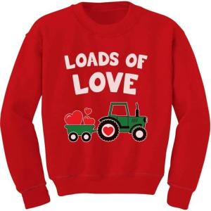 imageTstars Loads of Love Valentines Gift Tractor Loving Toddler Kids SweatshirtLoads Tractor  Red
