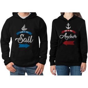 imageTstars Shes My Sail Hes My Anchor Valentines Day Gift Matching Couples HoodiesMy Sail Black  My Anchor Black