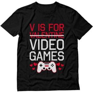 imageV is for Video Games Funny Valentines Day Gamer Men Gift TShirtBlack
