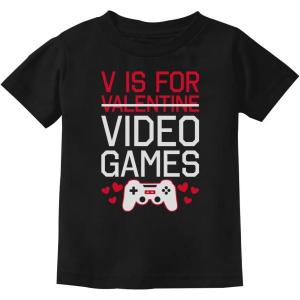 imageV is for Video Games Funny Valentines Day Shirt Gamer Gifts Gaming Boys ampamp Girls Youth Kids TShirtBlack