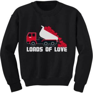 imageValentines Day Dump Truck Loads of Love Toddler Kids SweatshirtDump Truck  Black