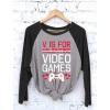 imageV is for Video Games Valentines Gamer 34 Women Sleeve Baseball Jersey ShirtBlackGray