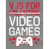 imageV is for Video Games Valentines Gamer 34 Women Sleeve Baseball Jersey ShirtBlackGray