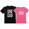 imageShe Said Yes   Engagement Wedding Matching Valentines Day TShirt for CouplesMen Black  Women Pink