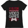 imageV is for Video Games Funny Valentines Day Gamer Women TShirtBlack