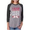 imageV is for Video Games Valentines Gamer 34 Women Sleeve Baseball Jersey ShirtBlackGray