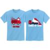 imageValentines Day Matching TShirt Set for Brothers Firetruck ampamp Dump Truck Heart Fire California Blue 2T  Dump California Blue 3T