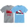 imageValentines Day Matching TShirt Set for Brothers Firetruck ampamp Dump Truck Heart Fire Gray 2T  Dump California Blue 4T