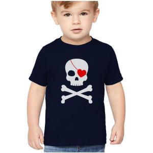 imageTstars  Pirate Skull ampamp Heart Valentines Day Toddler Kids TShirtNavy