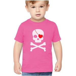 imageTstars  Pirate Skull ampamp Heart Valentines Day Toddler Kids TShirtPink