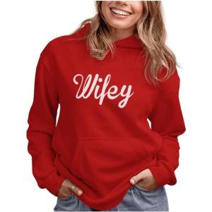 imageTstars  Wifey Gift for Wife for Valentines Day Women HoodieRed