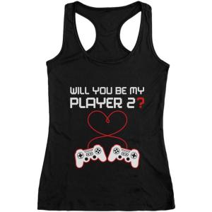 imageVideo Gamer Valentines Day Shirt Controllers Heart Player 2 Racerback Tank TopBlack