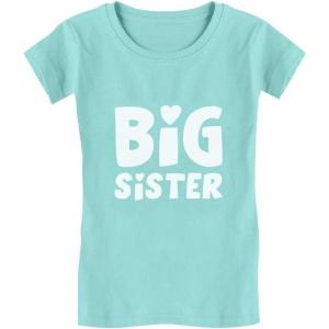 imageBig Sister Shirt Sibling Reveal Baby Announcement Kids Girls Fitted TShirtChill Blue