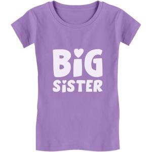 imageBig Sister Shirt Sibling Reveal Baby Announcement Kids Girls Fitted TShirtLavender