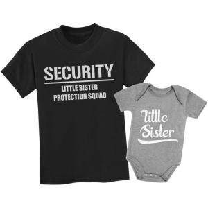imageFunny Security Squad Big Brother Little Sister Matching Sibling Outfits Toddler Kids Tshirt ampamp Baby Bodysuit Set Toddler Kids TShirt Black 2T  Baby Bodysuit Gray Newborn 03M