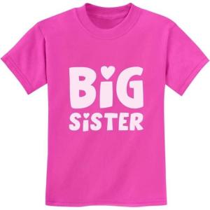 imageBig Sister Shirt Baby Announcement Sibling Reveal Toddler Kids Girls TShirtPink