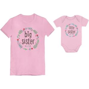imageTstars Big Sister Shirt Baby Little Sister Matching Outfits Girls Sibling Shirts SetBig Sister Pink  Little Sister Pink