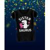 imageTrex Saurus Big Sister Shirt Pregnancy Reveal Sibling Girls Kids Fitted TShirtBlack