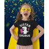 imageTrex Saurus Big Sister Shirt Pregnancy Reveal Sibling Girls Kids Fitted TShirtBlack
