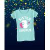 imageTrex Saurus Big Sister Shirt Pregnancy Reveal Sibling Girls Kids Fitted TShirtChill Blue