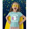 imageTrex Saurus Big Sister Shirt Pregnancy Reveal Sibling Girls Kids Fitted TShirtChill Blue
