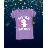 imageTrex Saurus Big Sister Shirt Pregnancy Reveal Sibling Girls Kids Fitted TShirtLavender