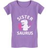 imageTrex Saurus Big Sister Shirt Pregnancy Reveal Sibling Girls Kids Fitted TShirtLavender
