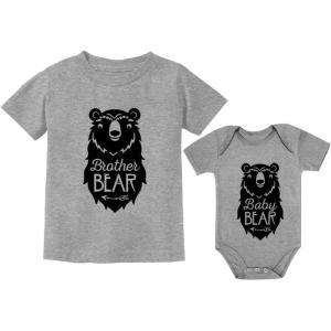 imageBig Brother Bear Shirt Baby Boy Girl Infant Bodysuit Siblings Matching OutfitsToddler Gray  Baby Gray