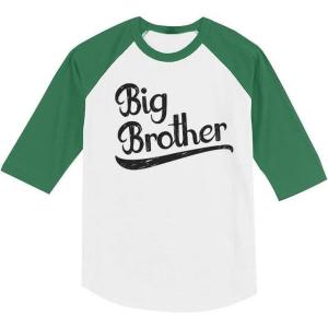 imageGift for Big Brother Siblings Boys Toddler Raglan 34 Sleeve Baseball TeeGreenWhite