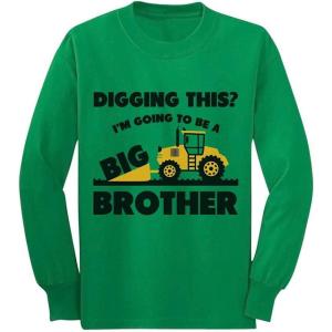 imageGoing to Big A Brother Tractor Loving Boys Gift ToddlerKids Long Sleeve TShirtGreen