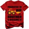 imagePromoted to Big Brother ampamp Digging It Shirt Pregnancy Announcement Gifts for Boys Sibling Toddler Kids TShirtRed