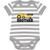 imageTstars Bulldozer Little Brother Newborn Outfit Baby Announcement Construction Infant BodysuitGrayWhite
