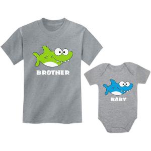 imageBig Brother Little Brother Outfits Shark Matching Gifts for Siblings SetBrother Gray  Baby Gray