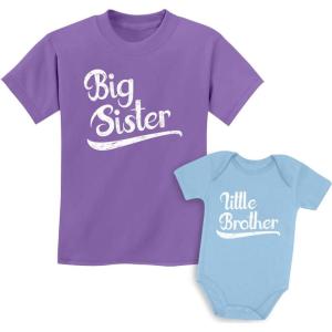 imageBig Sister Little Brother Matching Outfits Baby Announcement Sibling Shirts Set Girls Shirt LavenderBaby Aqua Kids Shirt 56  Baby 6M