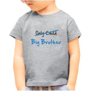 imageOnly Child Turned Big Brother Shirt Baby Announcement Sibling Boys Kids ShirtsOnlychild  Gray