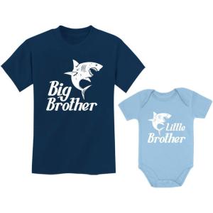 imageTstars Big Brother Little Brother Shirts Gift For Shark Loving Boys Siblings SetBig Bro Navy  Lil Bro Aqua