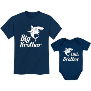 imageTstars Big Brother Little Brother Shirts Gift For Shark Loving Boys Siblings SetBig Bro Navy  Lil Bro Navy