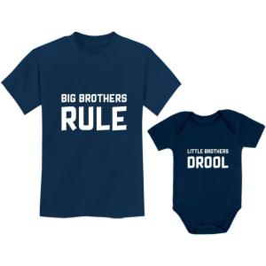 imageTstars Funny Big Brother Shirt Little Brothers Matching Outfits Boys Sibling ShirtsBig Bro Navy  Lil Bro Navy