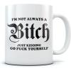 imageIm Not Always A Bitch Funny Coffee Mug Gift For Best FriendWifeMotherGirlfriendSisterBoss  Novelty Office Tea Cup Ceramic Mug 15 Ounce WhiteWhite