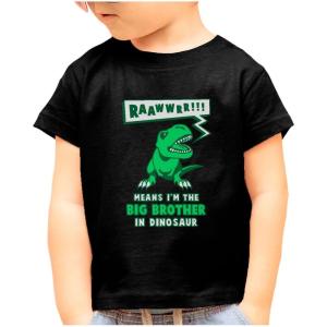 imageDinosaur Big Brother Shirt Baby Announcement Sibling Boys Toddler Kids TShirt 2T Black