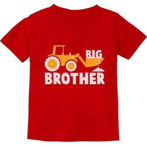 imageTstars  Big Brother Gift  Tractor Loving Boy Toddler Kids TShirtRed