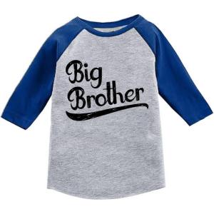 imageSibling Boys Big Brother Shirt Baby Announcement Kids 34 Sleeve Raglan TShirtBlue