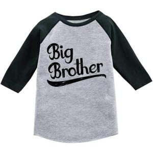 imageSibling Boys Big Brother Shirt Baby Announcement Kids 34 Sleeve Raglan TShirtDark Gray